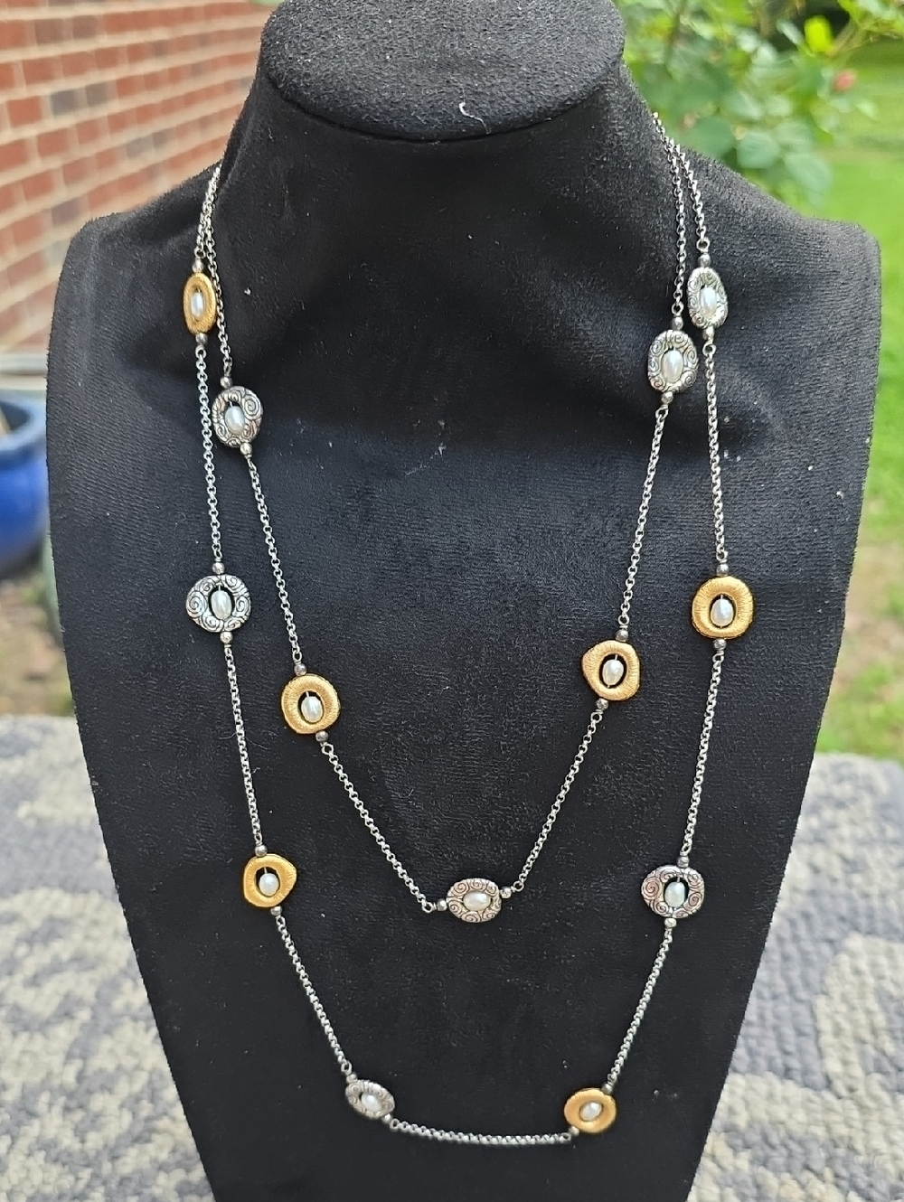 Brighton Two-Strand Silver Necklace with Gold and Silver Accents